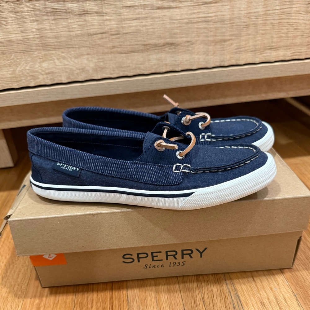 Sperry Lounge Away Navy Linen Womens